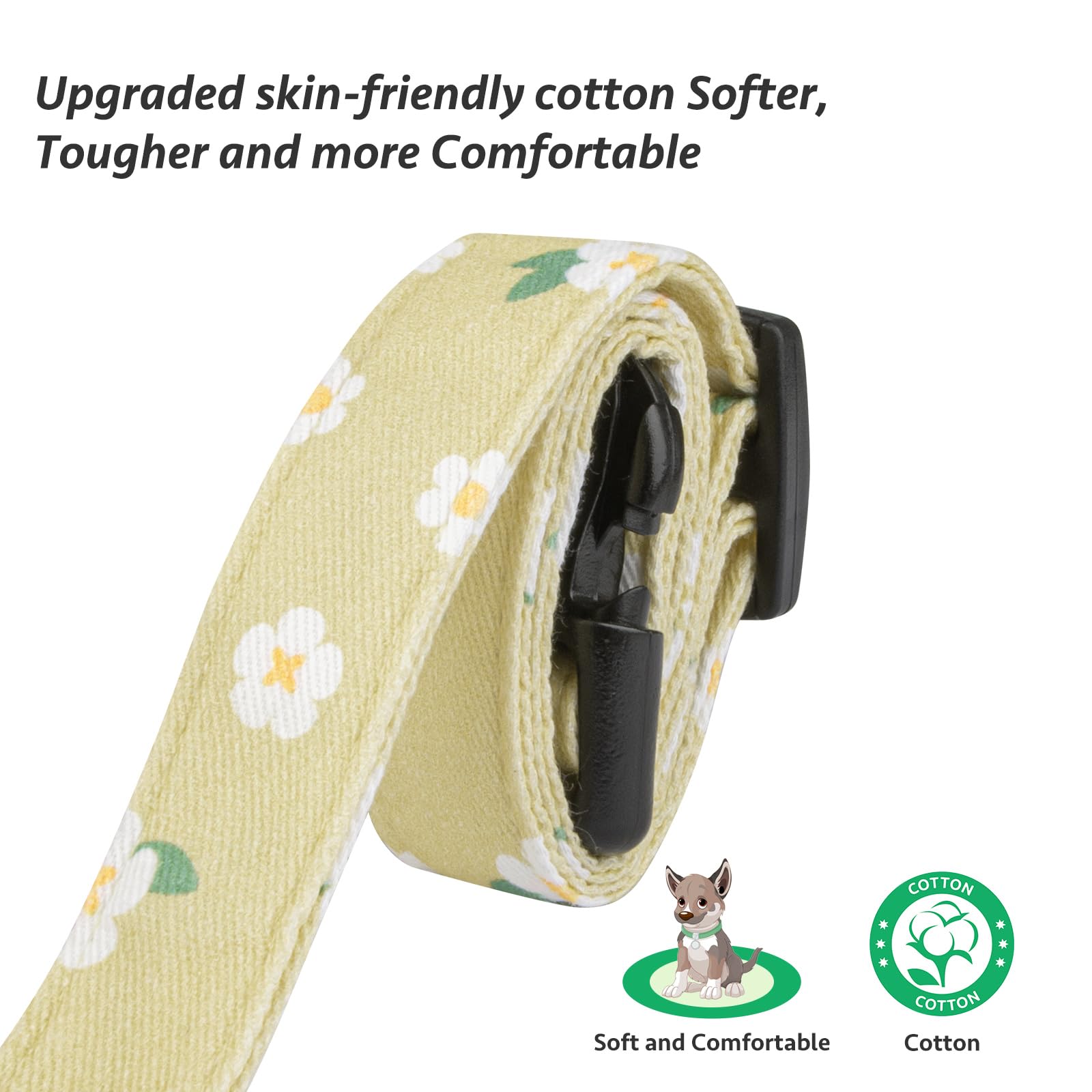 Cotton Handmade Dog Collar Cute And Distinctive Patterns Green Flower With Pendant For Girl Boy Dogs Collars L